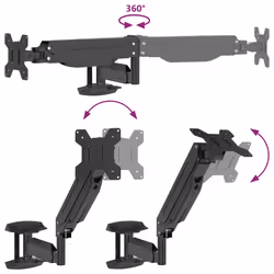 vidaXL Monitor Wall Mount for Max 27 Inch Screen Gas Spring Wall Bracket 10 kg - Additional view 7