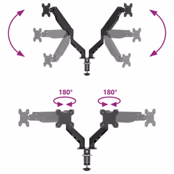 vidaXL Dual Monitor Arm for Max 27 Inch Screen Gas Spring Monitor Stand 20 kg - Additional view 7