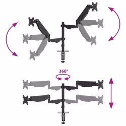 vidaXL Dual Monitor Arm for Max 27 Inch Screen Gas Spring Monitor Stand 20 kg - Additional view 7