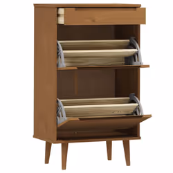vidaXL Shoe Cabinet Shoe Storage Cupboard Shoe Rack Brown Solid Wood Pine - Additional view 4
