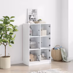 vidaXL Highboard with Doors Sideboard Storage Cupboard White Engineered Wood