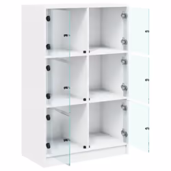 vidaXL Highboard with Doors Sideboard Storage Cupboard White Engineered Wood - Additional view 5