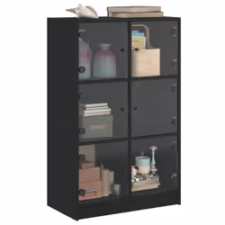 vidaXL Highboard with Doors Sideboard Storage Cupboard Black Engineered Wood - Additional view 4