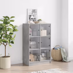 vidaXL Highboard with Doors Sideboard Cabinet Concrete Grey Engineered Wood