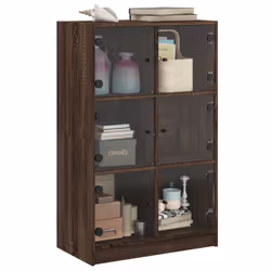 vidaXL Highboard with Doors Sideboard Side Cabinet Brown Oak Engineered Wood - Additional view 4