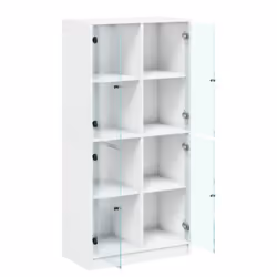 vidaXL Highboard with Doors Sideboard Storage Cupboard White Engineered Wood - Additional view 5