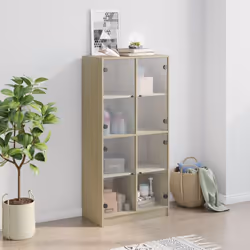 vidaXL Highboard with Doors Sideboard Side Cabinet Sonoma Oak Engineered Wood - Additional view 2