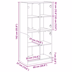 vidaXL Highboard with Doors Sideboard Side Cabinet Sonoma Oak Engineered Wood - Additional view 3