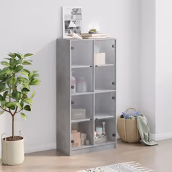 vidaXL Highboard with Doors Sideboard Cabinet Concrete Grey Engineered Wood