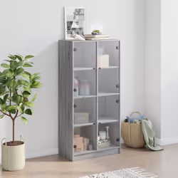 vidaXL Highboard with Doors Sideboard Side Cabinet Grey Sonoma Engineered Wood