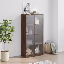 vidaXL Highboard with Doors Sideboard Side Cabinet Brown Oak Engineered Wood