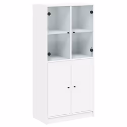 vidaXL Highboard with Doors Sideboard Storage Cupboard White Engineered Wood