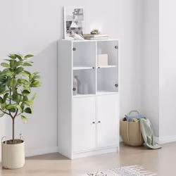 vidaXL Highboard with Doors Sideboard Storage Cupboard White Engineered Wood