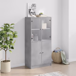 vidaXL Highboard with Doors Sideboard Cabinet Concrete Grey Engineered Wood