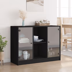vidaXL Sideboard Cupboard Side Cabinet Storage Highboard Black Engineered Wood