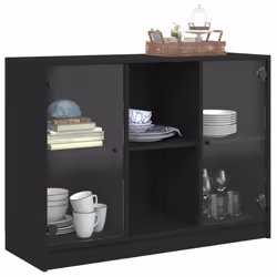 vidaXL Sideboard Cupboard Side Cabinet Storage Highboard Black Engineered Wood - Additional view 4