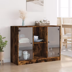 vidaXL Sideboard Cupboard Cabinet Storage Highboard Smoked Oak Engineered Wood