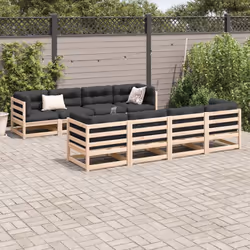 vidaXL Garden Sofa Set 9 Piece Outdoor Sofa Set Corner Sofa Solid Wood Pine - Additional view 2