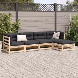 vidaXL Garden Sofa Set 5 Piece Outdoor Sofa Set Corner Sofa Solid Wood Pine - Additional view 2