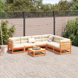 vidaXL Garden Sofa Set 7 Piece Outdoor Corner Sofa Wax Brown Solid Wood Pine - Additional view 2