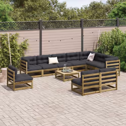 vidaXL Garden Sofa Set 11 Piece Outdoor Corner Sofa Impregnated Wood Pine - Additional view 2