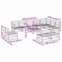 vidaXL Garden Sofa Set 11 Piece Outdoor Corner Sofa Impregnated Wood Pine - Additional view 3