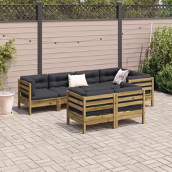 vidaXL Garden Sofa Set 7 Piece with Cushions Corner Sofa Impregnated Wood Pine - Additional view 2