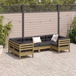 vidaXL Garden Sofa Set 6 Piece with Cushions Corner Sofa Impregnated WoodÂ Pine - Additional view 2
