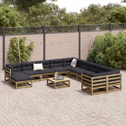 vidaXL Garden Sofa Set 12 Piece Outdoor Corner Sofa Impregnated WoodÂ Pine - Additional view 2