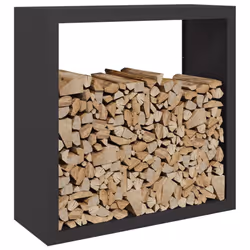vidaXL Firewood Rack Fireplace Log Store Firewood Log Rack Log Holder Steel - black, 100 x 40 x 100 cm