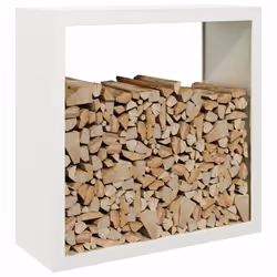 vidaXL Firewood Rack Fireplace Log Store Firewood Log Rack Log Holder Steel - white, 100 x 40 x 100 cm