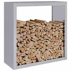 vidaXL Firewood Rack Fireplace Log Store Firewood Log Rack Log Holder Steel - grey, 100 x 40 x 100 cm