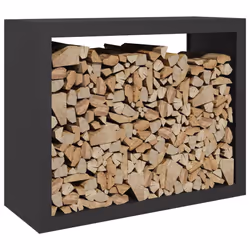 vidaXL Firewood Rack Fireplace Log Store Firewood Log Rack Log Holder Steel - black, 100 x 40 x 80 cm