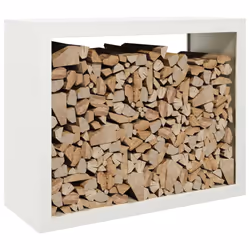 vidaXL Firewood Rack Fireplace Log Store Firewood Log Rack Log Holder Steel - white, 100 x 40 x 80 cm