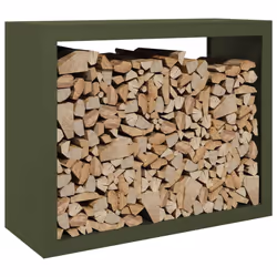 vidaXL Firewood Rack Fireplace Log Store Firewood Log Rack Log Holder Steel - green, 100 x 40 x 80 cm