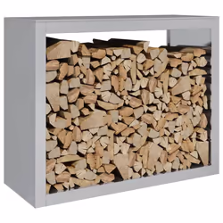 vidaXL Firewood Rack Fireplace Log Store Firewood Log Rack Log Holder Steel - grey, 100 x 40 x 80 cm