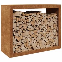 vidaXL Firewood Rack Fireplace Log Store Firewood Log Rack Log Holder Steel - brown, 100 x 40 x 80 cm - Additional view 5