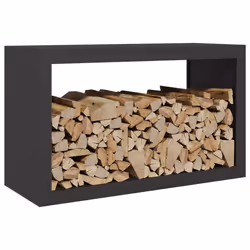 vidaXL Firewood Rack Fireplace Log Store Firewood Log Rack Log Holder Steel - black, 100 x 40 x 60 cm