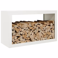 vidaXL Firewood Rack Fireplace Log Store Firewood Log Rack Log Holder Steel - white, 100 x 40 x 60 cm