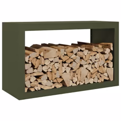 vidaXL Firewood Rack Fireplace Log Store Firewood Log Rack Log Holder Steel - green, 100 x 40 x 60 cm - Additional view 2