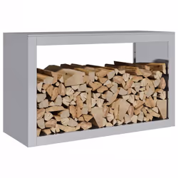vidaXL Firewood Rack Fireplace Log Store Firewood Log Rack Log Holder Steel - grey, 100 x 40 x 60 cm