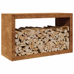 vidaXL Firewood Rack Fireplace Log Store Firewood Log Rack Log Holder Steel - brown, 100 x 40 x 60 cm