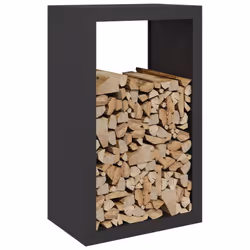 vidaXL Firewood Rack Fireplace Log Store Firewood Log Rack Log Holder Steel - black, 60 x 40 x 100 cm