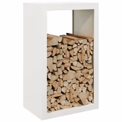 vidaXL Firewood Rack Fireplace Log Store Firewood Log Rack Log Holder Steel - white, 60 x 40 x 100 cm