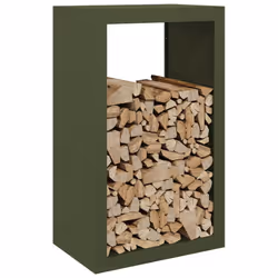 vidaXL Firewood Rack Fireplace Log Store Firewood Log Rack Log Holder Steel - green, 60 x 40 x 100 cm