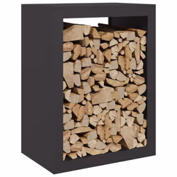 vidaXL Firewood Rack Fireplace Log Store Firewood Log Rack Log Holder Steel - black, 60 x 40 x 80 cm