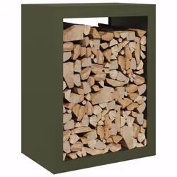 vidaXL Firewood Rack Fireplace Log Store Firewood Log Rack Log Holder Steel - green, 60 x 40 x 80 cm - Additional view 2