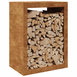 vidaXL Firewood Rack Fireplace Log Store Firewood Log Rack Log Holder Steel - brown, 60 x 40 x 80 cm