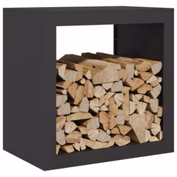vidaXL Firewood Rack Fireplace Log Store Firewood Log Rack Log Holder Steel - black, 60 x 40 x 60 cm