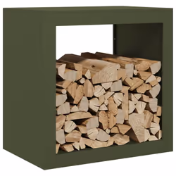 vidaXL Firewood Rack Fireplace Log Store Firewood Log Rack Log Holder Steel - green, 60 x 40 x 60 cm